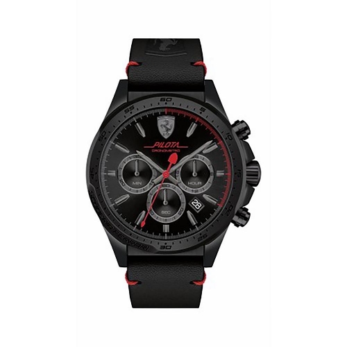 Scuderia Ferrari Pilota-chrono- ip blk-blk lth str