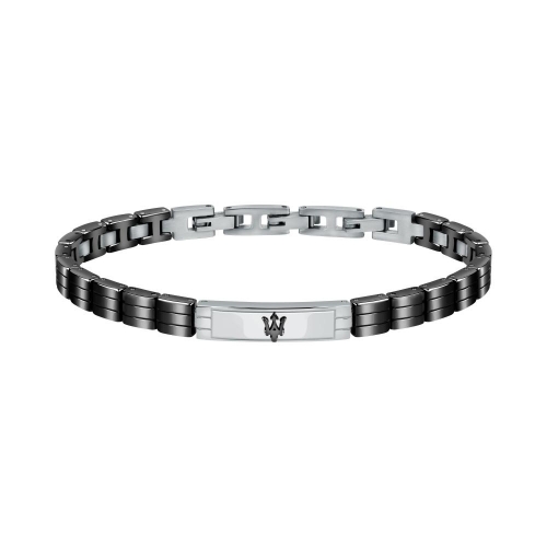 Bracciale MASERATI uomo acciaio e ceramica nera