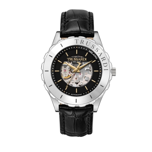 Orologio TRUSSARDI uomo T-logo Automatico pelle nero