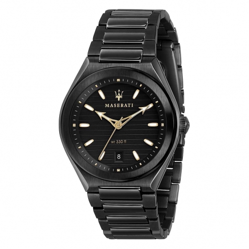 Maserati Triconic 40mm 3h black dial br black