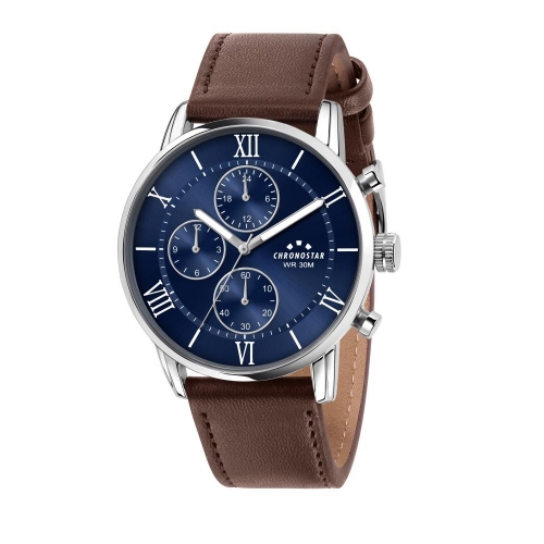 Orologio CHRONOSTAR uomo Noble multi funzione marrone / blu