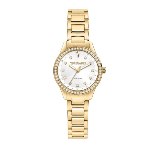 Orologio TRUSSARDI donna T-sky tempo acciaio dorato / bianco