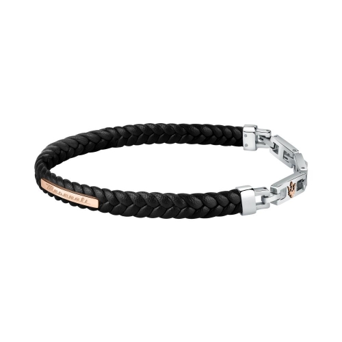 Bracciale MASERATI uomo Ricy in pelle riciclata e acciaio