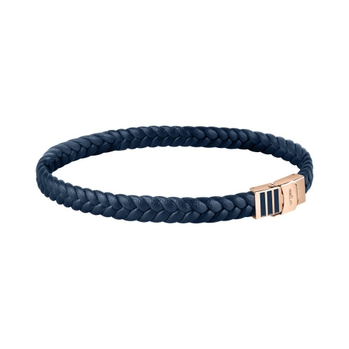 Bracciale MORELLATO uomo Moody pelle blu e acciaio oro rosa