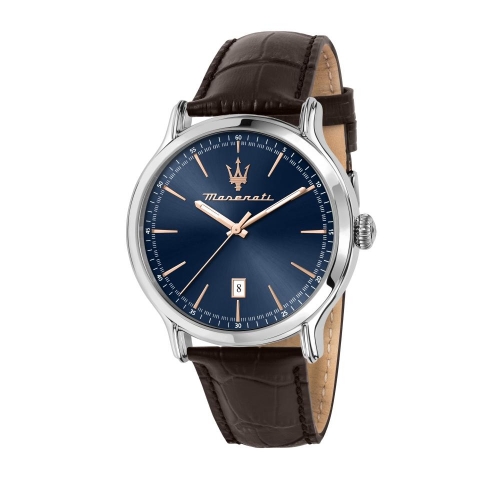 Maserati Epoca 42mm 3h blue dial brown strap