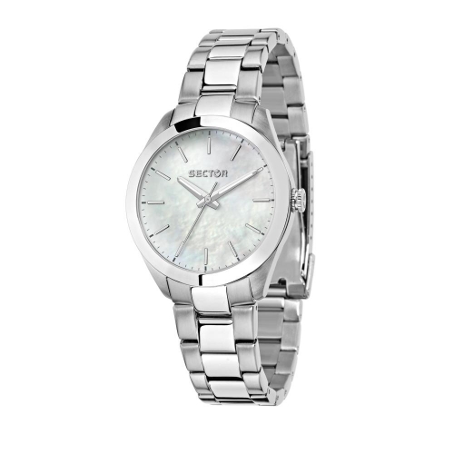 Sector 120 36mm 3h white mop dial br ss