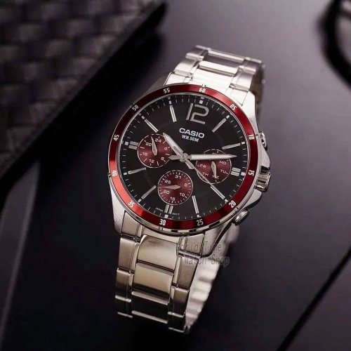 Orologio CASIO EDIFICE Multi funzione uomo acciaio / nero rosso