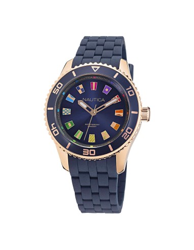 Orologio NAUTICA donna Pacific Beach gomma blu / oro rosa