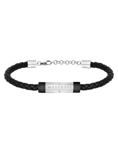 Bracciale MASERATI uomo Carbon pelle nero / acciaio