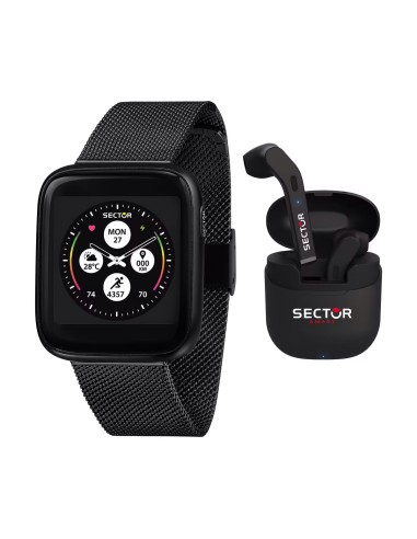 Smartwatch SECTOR S-04 acciaio mesh nero + cuffie wireless