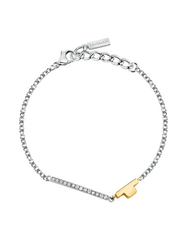 Bracciale TRUSSARDI donna T-Logo tag dorato / cristalli bianchi