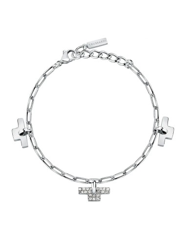 Bracciale TRUSSARDI donna T-Logo acciaio / cristalli bianchi