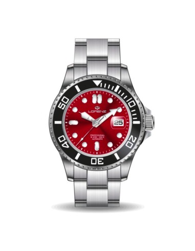 Orologio LORENZ uomo Scuba Automatico datario acciaio / rosso