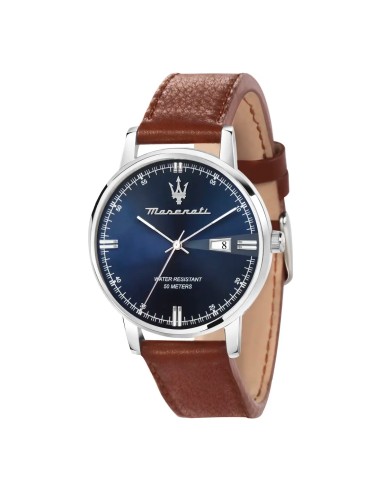 Orologio MASERATI uomo Eleganza data pelle marrone / blu