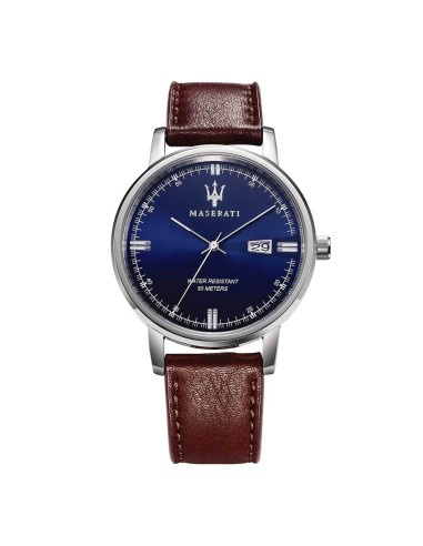 Orologio MASERATI uomo Eleganza data pelle marrone / blu