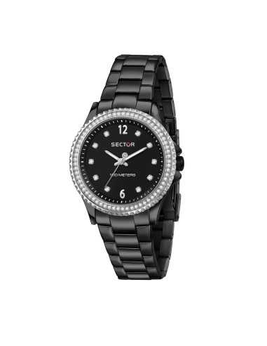 Orologio SECTOR donna 230 acciaio nero / cristalli bianchi