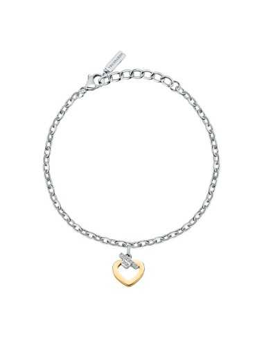 Bracciale TRUSSARDI donna T-Logo acciaio / cuore dorato