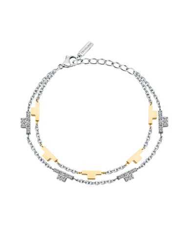 Bracciale TRUSSARDI donna T-Logo Doppia catena acciaio