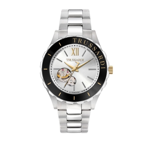 Trussardi T-logo 43mm auto wsilve dial br ss