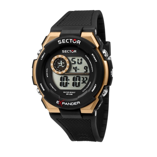 Sector Ex-10 40mm digital blackyg dial blk str maschile