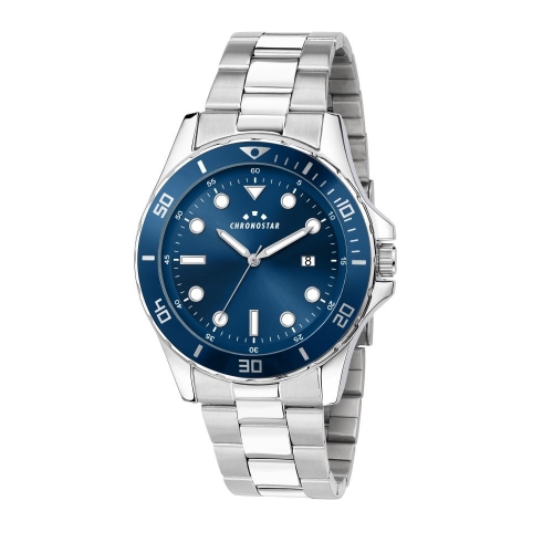 Chronostar Captain 43mm 3h blue dial br ss