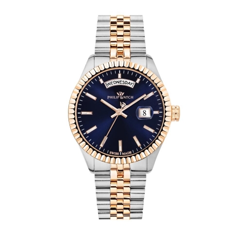 Philip Watch Caribe 39mm 3h blue dial br rgss maschile